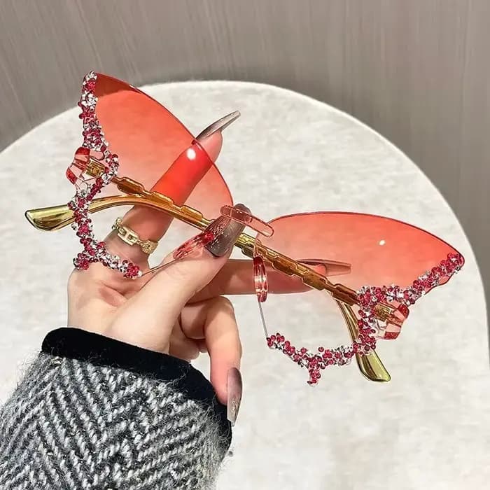 Lunettes de soleil papillon œil de chat sans monture