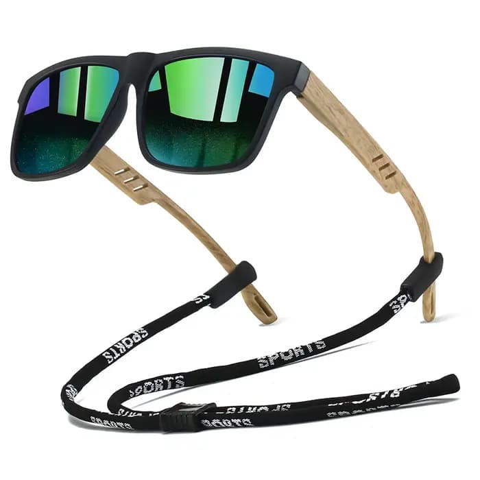 Lunettes de soleil carrées classiques avec chaîne