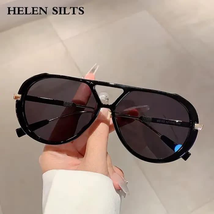 Lunettes de soleil ovales Vintage à Double pont UV400