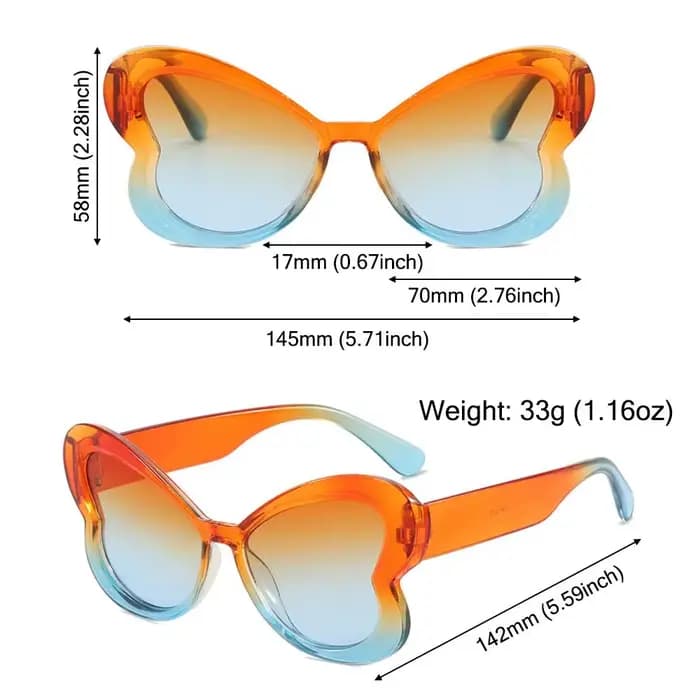 Lunettes de soleil papillon élégantes couleur bonbon