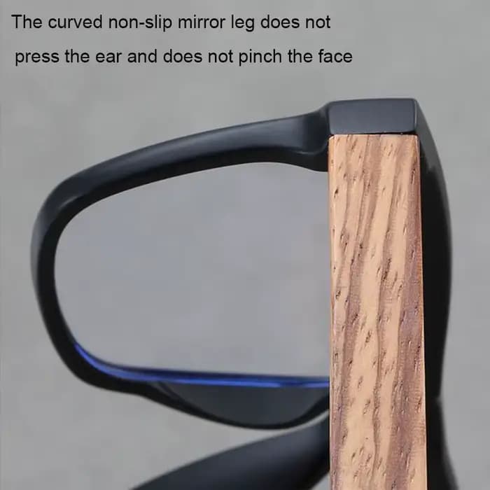 Lunettes de myopie à jambe plate en grain de bois