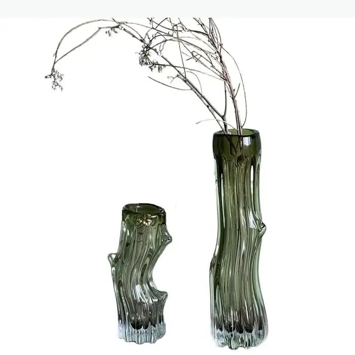 Vase en verre transparent en forme de tronc d'arbre, décoration de bureau, arrangement floral, pots de fleurs hydroponiques, vases floraux, décoration esthétique de la pièce