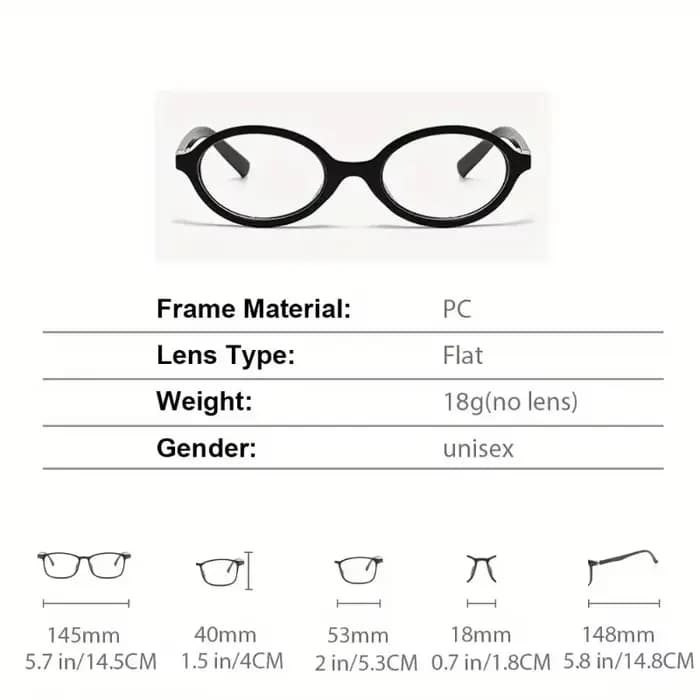 1 paire de lunettes de mode ovales pour femmes