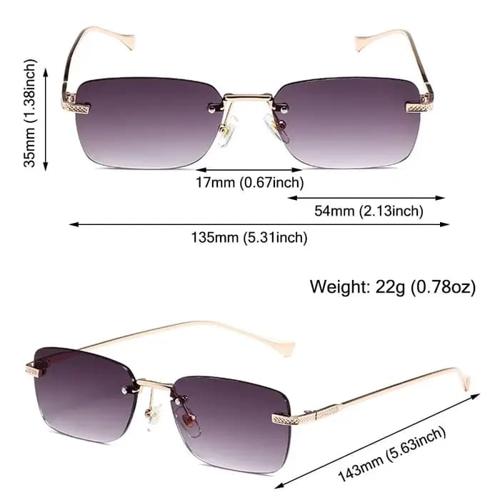 Lunettes de soleil carrées sans monture pour femmes