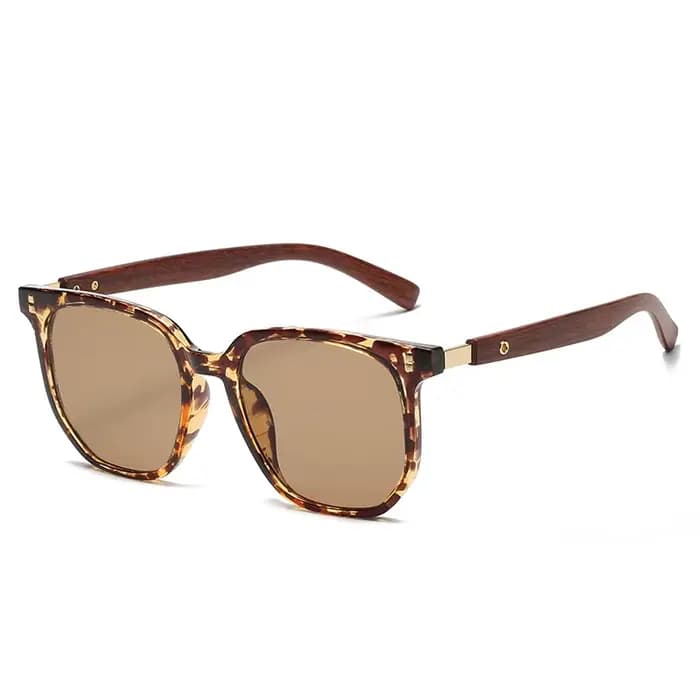 Lunettes de soleil TR90 à jambe de Grain de bois à la mode