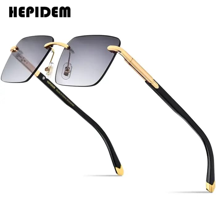 Lunettes de soleil HEPIDEM en corne de buffle pour femmes, design de marque, monture carrée sans bor