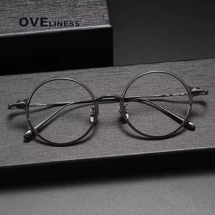 Monture de lunettes rétro en titane pur pour hommes et femmes, Vintage, ronde, Design de marque, mon