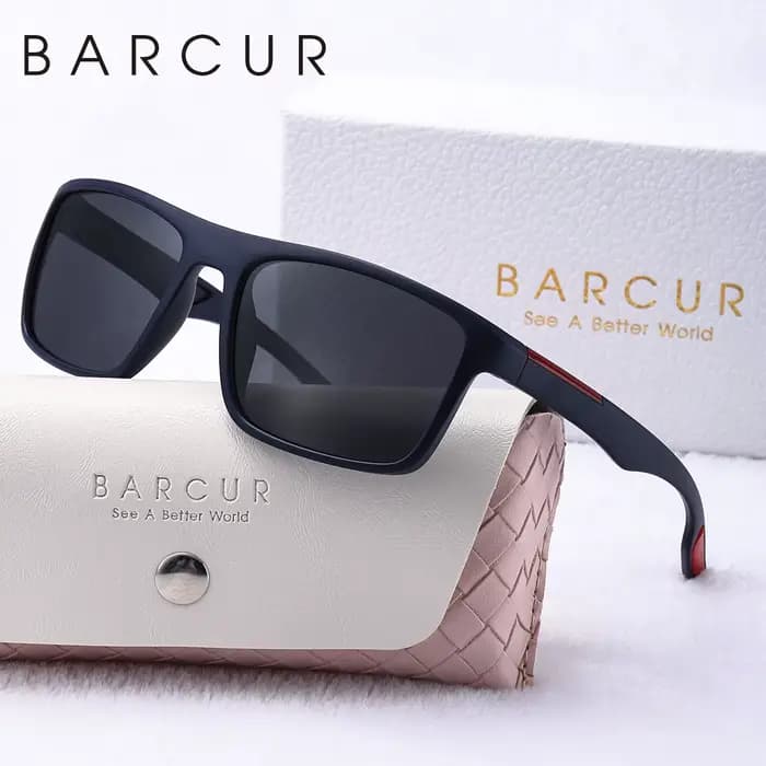 BARCUR mode TR90 hommes lunettes de soleil robuste Durable cadre rectangulaire Cool Sports de plein