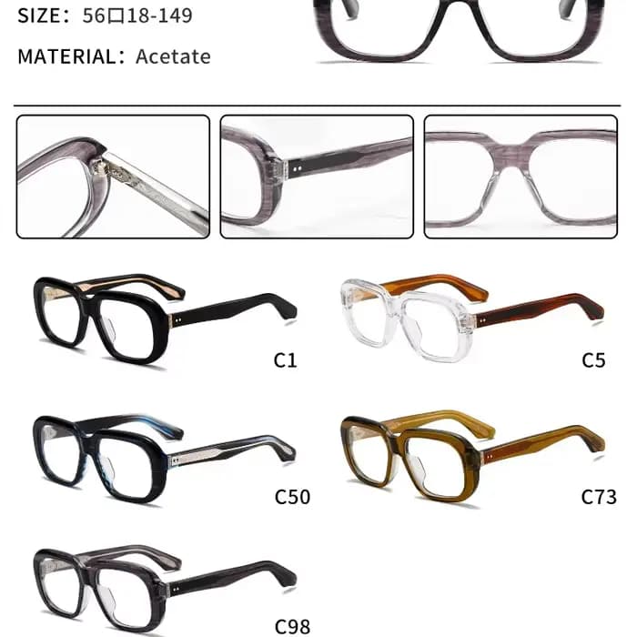 Monture de lunettes en acétate à bords optiques, grandes lunettes ovales, traitement de la myopie, délinquants optiques, lunettes, JMM315LX, nouveau, 8.0