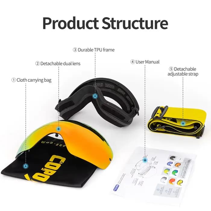 COPOZZ marque lunettes de Ski Double couches UV400 Anti-buée grandes