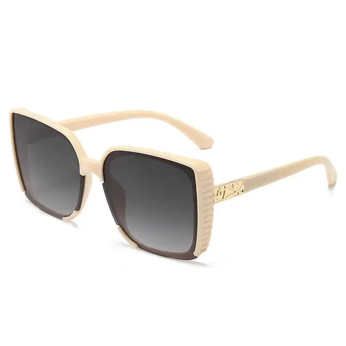 Nouvelles lunettes de soleil carrées élégantes de couleur beige à monture large