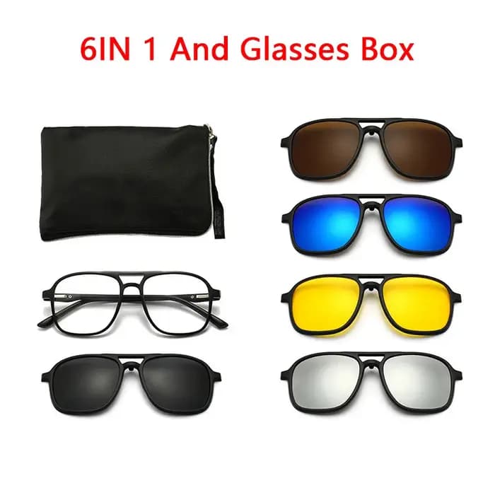 Ensemble de lunettes de soleil 6 en 1 à Clip magnétique pour homme et femme
