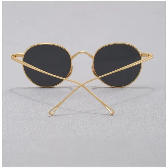 Lunettes de soleil rondes Vintage en métal doré pour hommes et femmes
