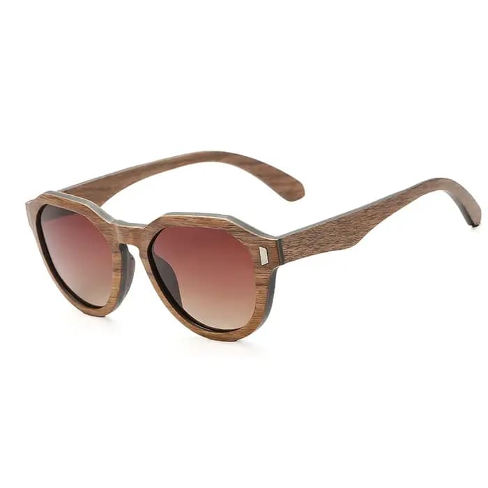 Lunettes de soleil polarisées UV400 en noyer noir avec intercouche