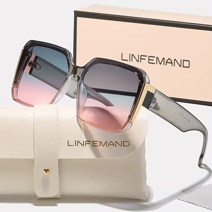 LINFEMAND mode grand cadre décoration lunettes pour femmes UV400