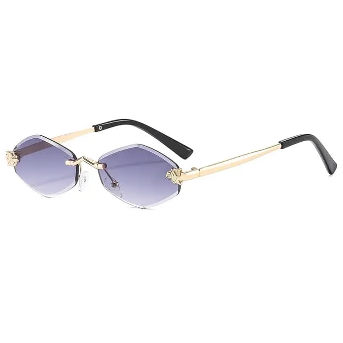 Mode petites lunettes de soleil polygonales pour femmes marque de luxe marron losange