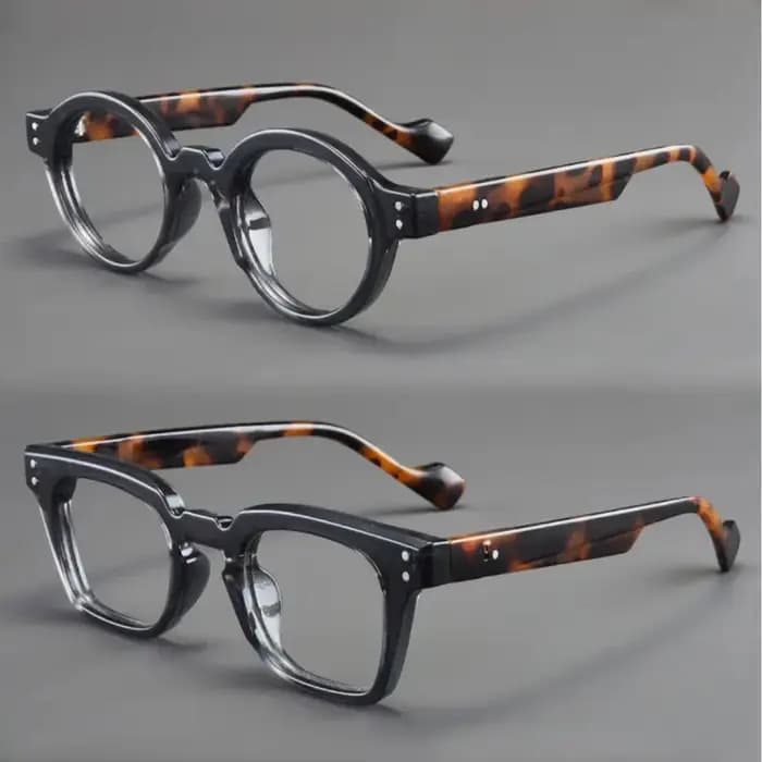 Lot de 2 lunettes de lecture rectangulaires et rondes élégantes en écaille de tortue