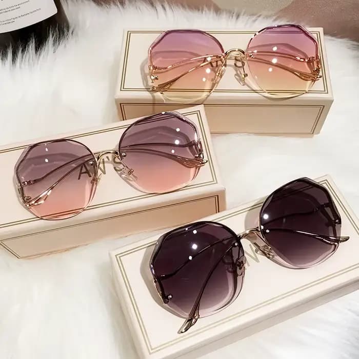 Lunettes de soleil sans bords pour femmes, en métal, Vintage, Design élégant, carrées surdimensionné