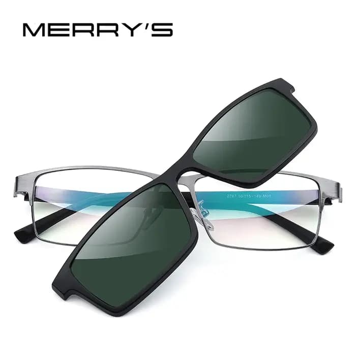 MERRYS DESIGN 2 en 1 aimant polarisé pince lunettes cadre hommes optique myopie