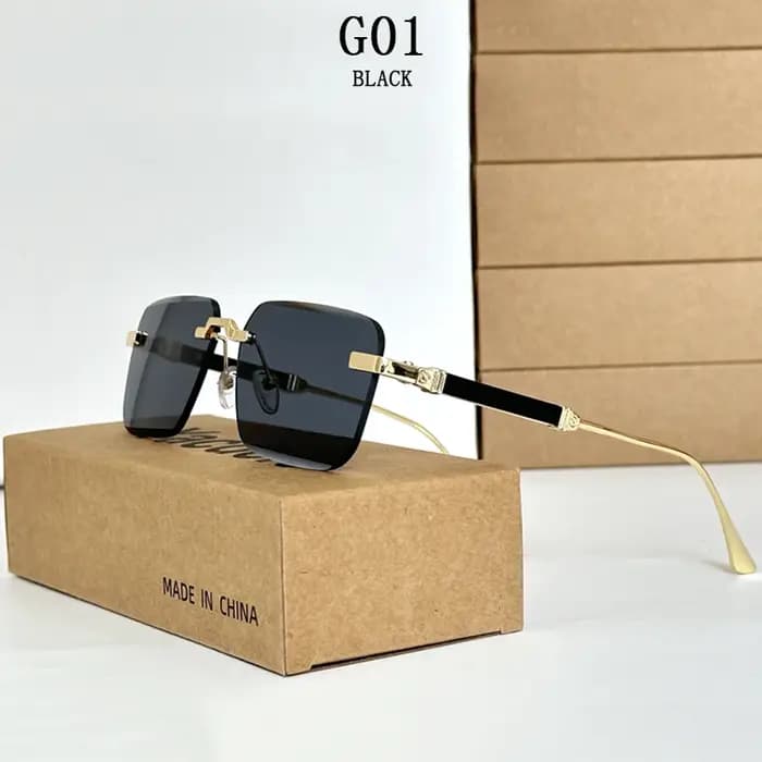 Lunettes de soleil carrées sans monture pour hommes et femmes