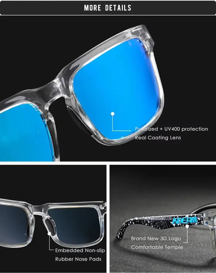 Kdeam lunettes de soleil polarisées pour hommes femmes lunettes d'extérieur pour Couple mode unisexe
