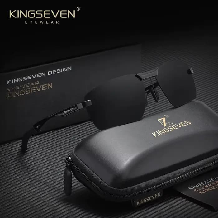 KINGSEVEN Lunettes de soleil polarisées sans monture en aluminium pour hommes, protection UV400, sty