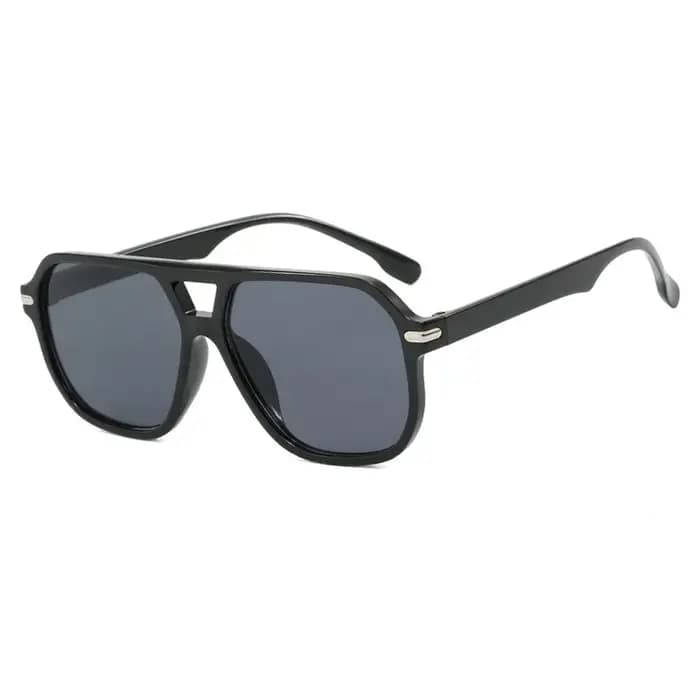 Lunettes de soleil carrées à double barre et rivets pour femme