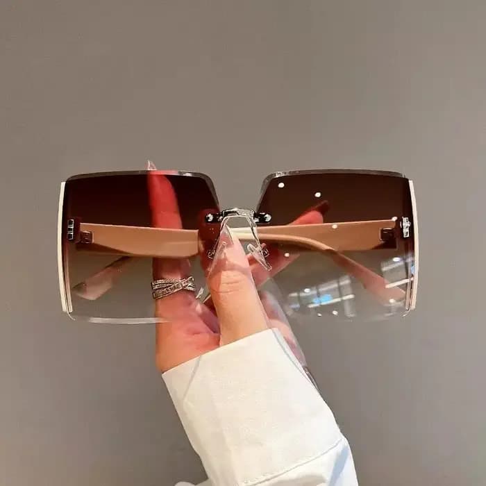 Lunettes de soleil rétro carrées sans cadre pour femmes