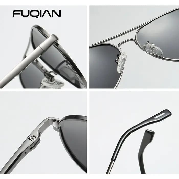 Classique grand pilote lunettes de soleil polarisées hommes de luxe en métal noir Aviation lunettes