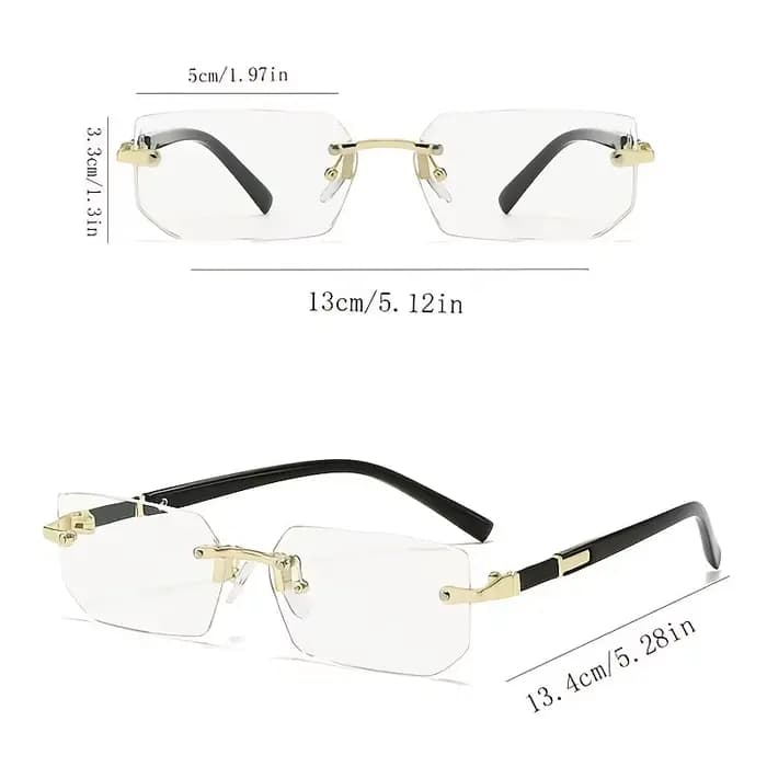 1 paire de lunettes Y2K neutres au design rétro noir sans monture