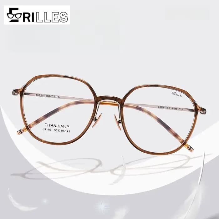 Lunettes en titane à plumes de 7.1g, montures elliptiques Vintage à monture complète, petites lunett