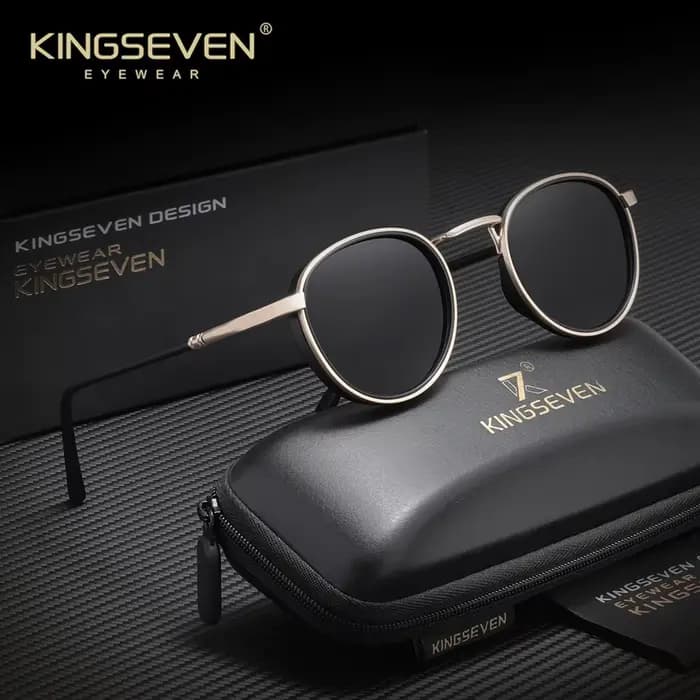KINGSEVEN Lunettes de soleil rétro pour hommes et femmes, monture ronde, polarisées, accessoires de