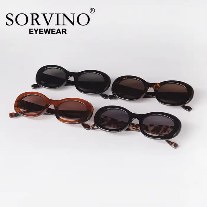 SORVINO tendance coquille de tortue noir ovale lunettes de soleil dégradé marron lentille ronde femmes hommes