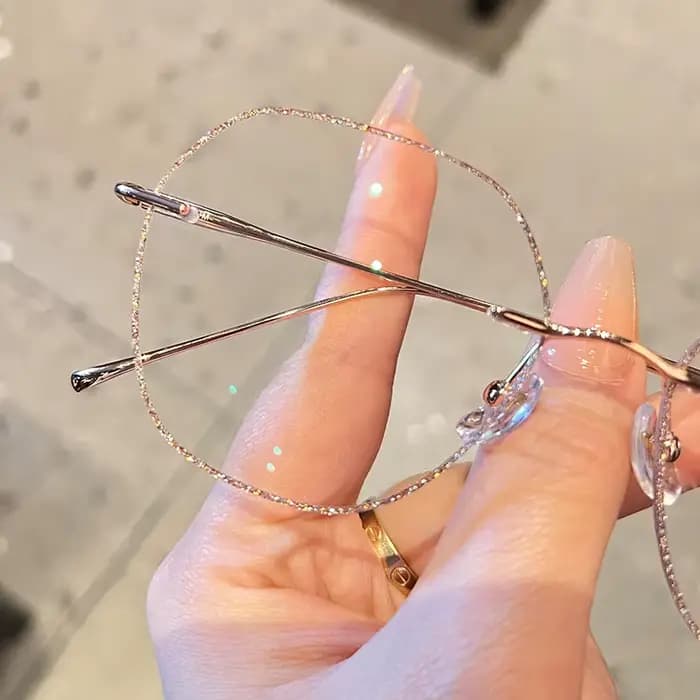 Lunettes Polygone Rétro Sans Monture en Titane Ultra Légères