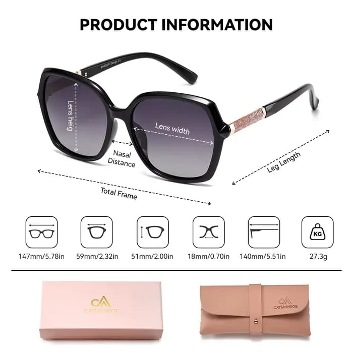 CATMONROE luxe polarisé femmes lunettes de soleil cadre papillon rose boîte-cadeau mode UV400 lunett