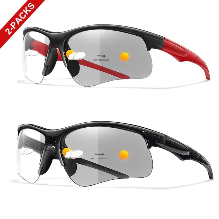 2 paires de lunettes de soleil photochromiques à la mode pour hommes et femmes