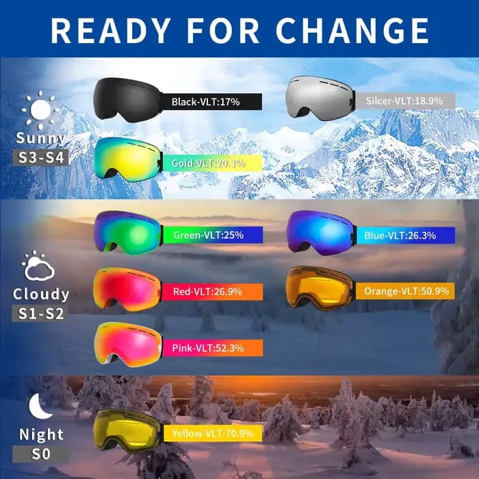 Lunettes de Ski Anti-buée Double couche UV400 grandes