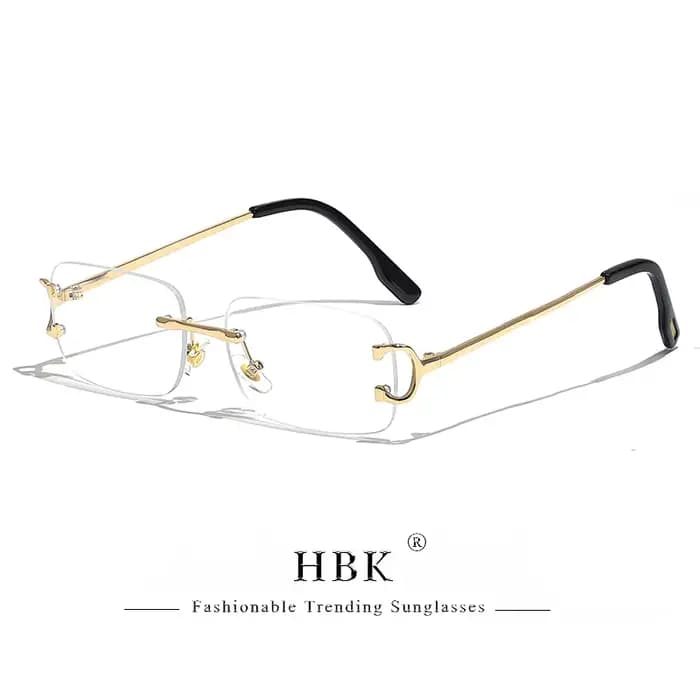 HBK rétro sans bordure lunettes de soleil femmes carré cadre mental lunettes de soleil conception en