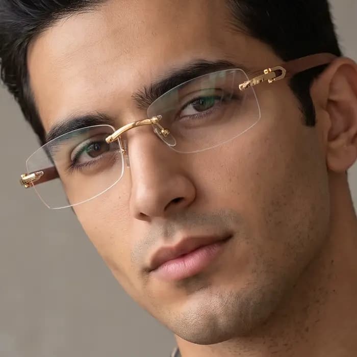 Monture de lunettes sans monture en bois pour hommes