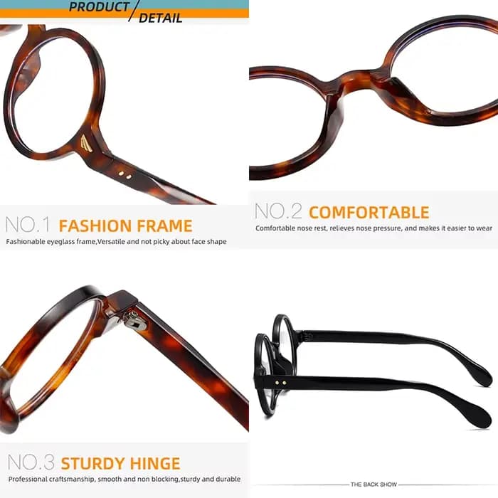 Monture de lunettes rondes de haute qualité pour hommes et femmes