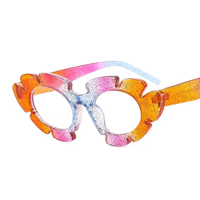 Lunettes anti-bleu colorées en forme de pétale pour femmes