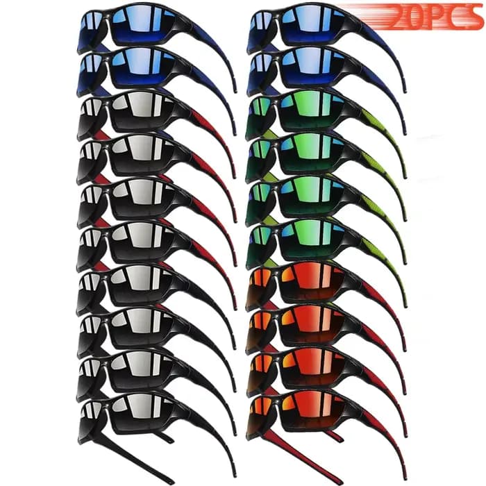 20 Paires de Lunettes de Soleil Tendance Bicolores pour Hommes et Femmes, Idéales pour la Conduite,