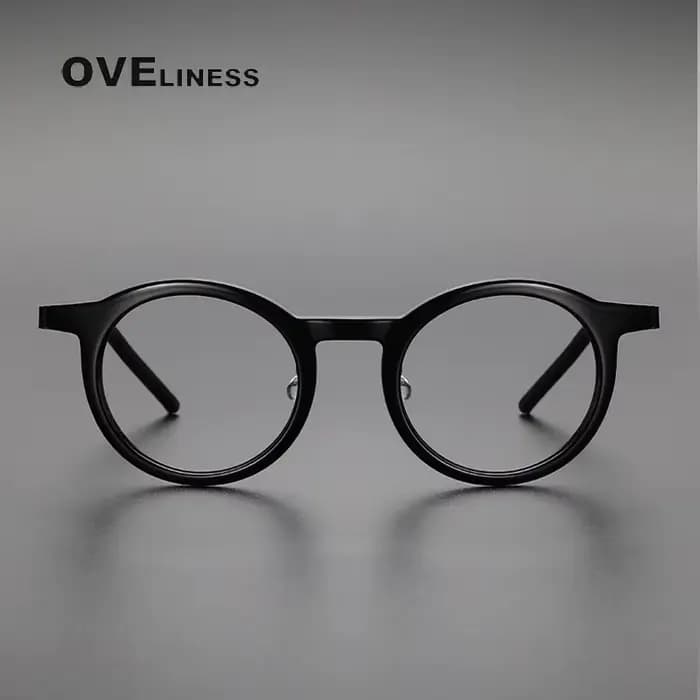 Acétate titane lunettes cadre hommes rétro Vintage rond montures