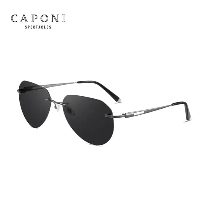 CAPONI lunettes de soleil sans monture pour hommes polarisées photochromiques UV400