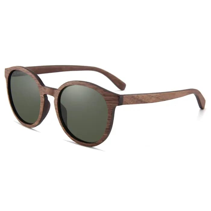 Lunettes de soleil rondes classiques en bois pour hommes et femmes
