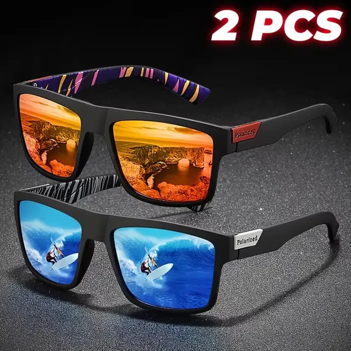 Lunettes de soleil de sport polarisées carrées rétro, légères UV400 pour la pêche et la conduite, un