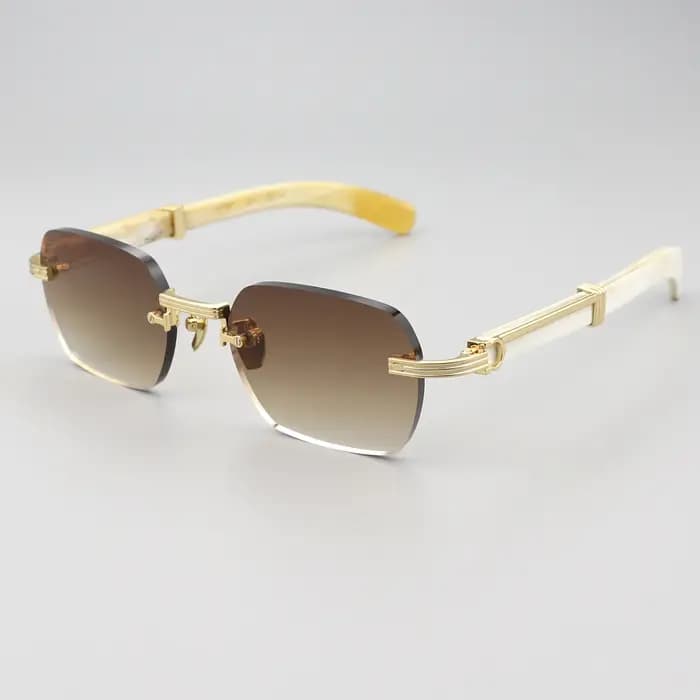 Lunettes de soleil en corne faite à la main PENG avec design sans cadre