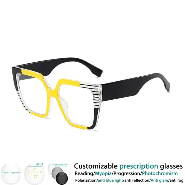 Lunettes de lecture carrées à grand cadre coloré pour femmes