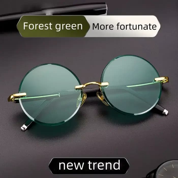 Lunettes de soleil rondes à lentille verte