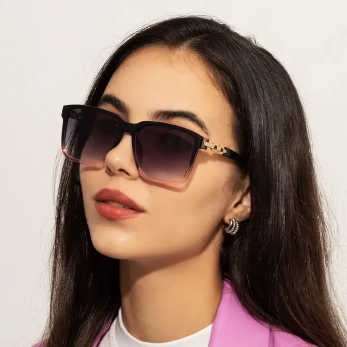 Mode femmes grand cadre carré lunettes de soleil Multi couleur